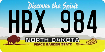 ND license plate HBX984