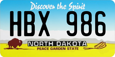 ND license plate HBX986