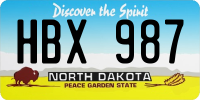 ND license plate HBX987