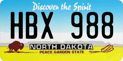 ND license plate HBX988