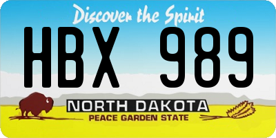 ND license plate HBX989