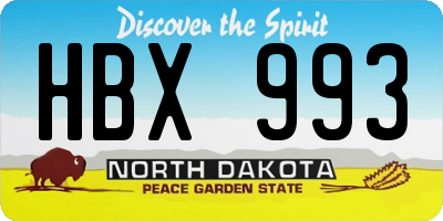 ND license plate HBX993