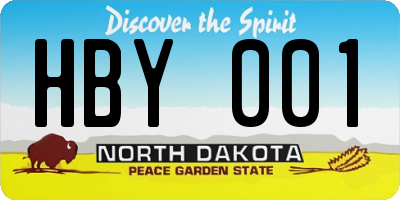 ND license plate HBY001