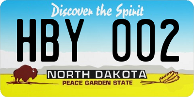 ND license plate HBY002