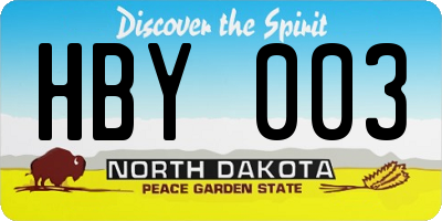 ND license plate HBY003