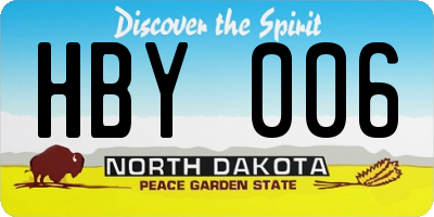 ND license plate HBY006