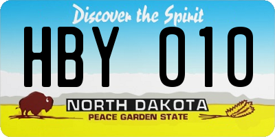 ND license plate HBY010