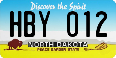 ND license plate HBY012