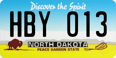 ND license plate HBY013