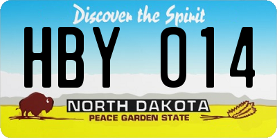 ND license plate HBY014