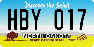 ND license plate HBY017