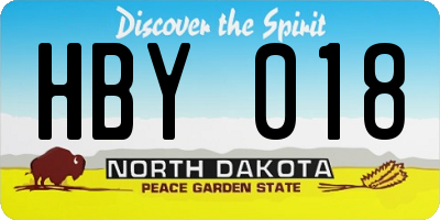 ND license plate HBY018