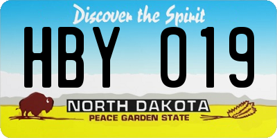 ND license plate HBY019