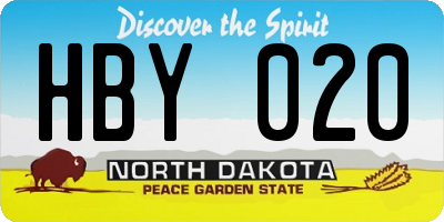 ND license plate HBY020