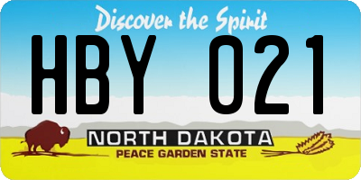 ND license plate HBY021