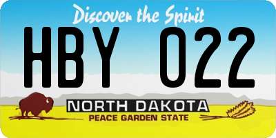 ND license plate HBY022