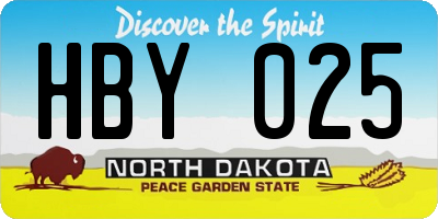 ND license plate HBY025