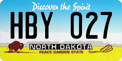 ND license plate HBY027