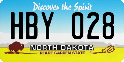 ND license plate HBY028