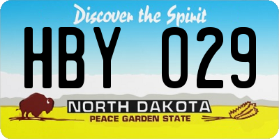 ND license plate HBY029