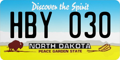 ND license plate HBY030