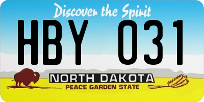 ND license plate HBY031