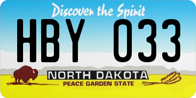 ND license plate HBY033