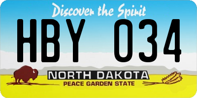 ND license plate HBY034