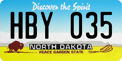 ND license plate HBY035