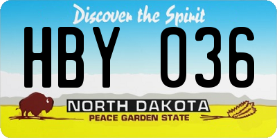 ND license plate HBY036