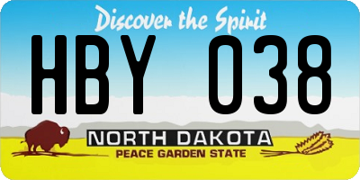 ND license plate HBY038