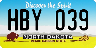 ND license plate HBY039