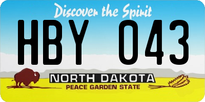 ND license plate HBY043