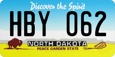 ND license plate HBY062