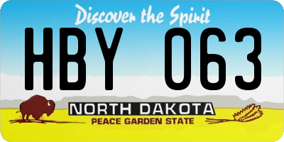 ND license plate HBY063