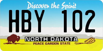 ND license plate HBY102