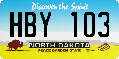 ND license plate HBY103