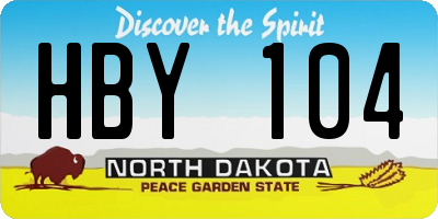 ND license plate HBY104