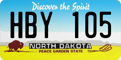 ND license plate HBY105