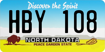 ND license plate HBY108