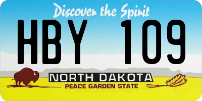 ND license plate HBY109