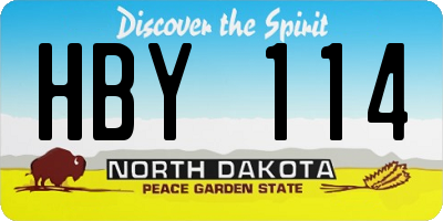 ND license plate HBY114