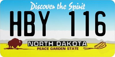 ND license plate HBY116