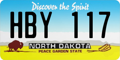 ND license plate HBY117