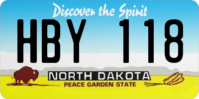 ND license plate HBY118