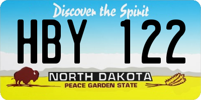 ND license plate HBY122