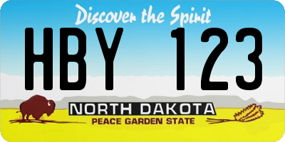 ND license plate HBY123