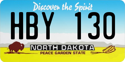 ND license plate HBY130