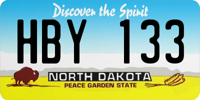 ND license plate HBY133