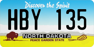 ND license plate HBY135